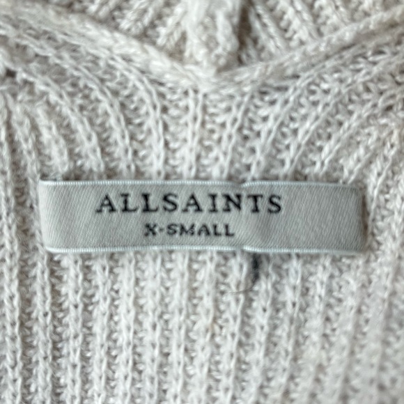All Saints Dasha V Neck Cold Shoulder Cashmere Wool Blend Sweater Off White XS - Picture 6 of 8